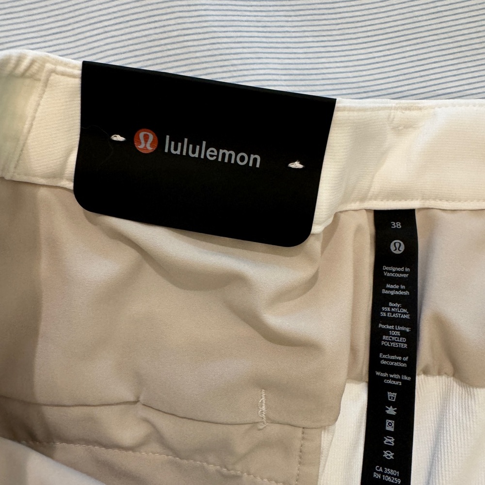 men’s lulu lemon Commission Golf Short 10” in white.
